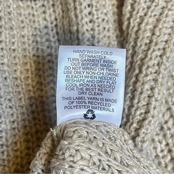 Pink Rose tan & brown striped half-button down oversized Knit Fall Sweater sizeM - Picture 6 of 9